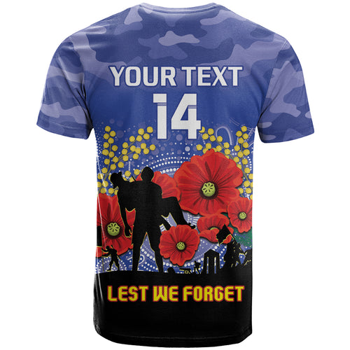 Custom Kangaroos Football ANZAC T Shirt Gallipoli Camouflage With Poppies