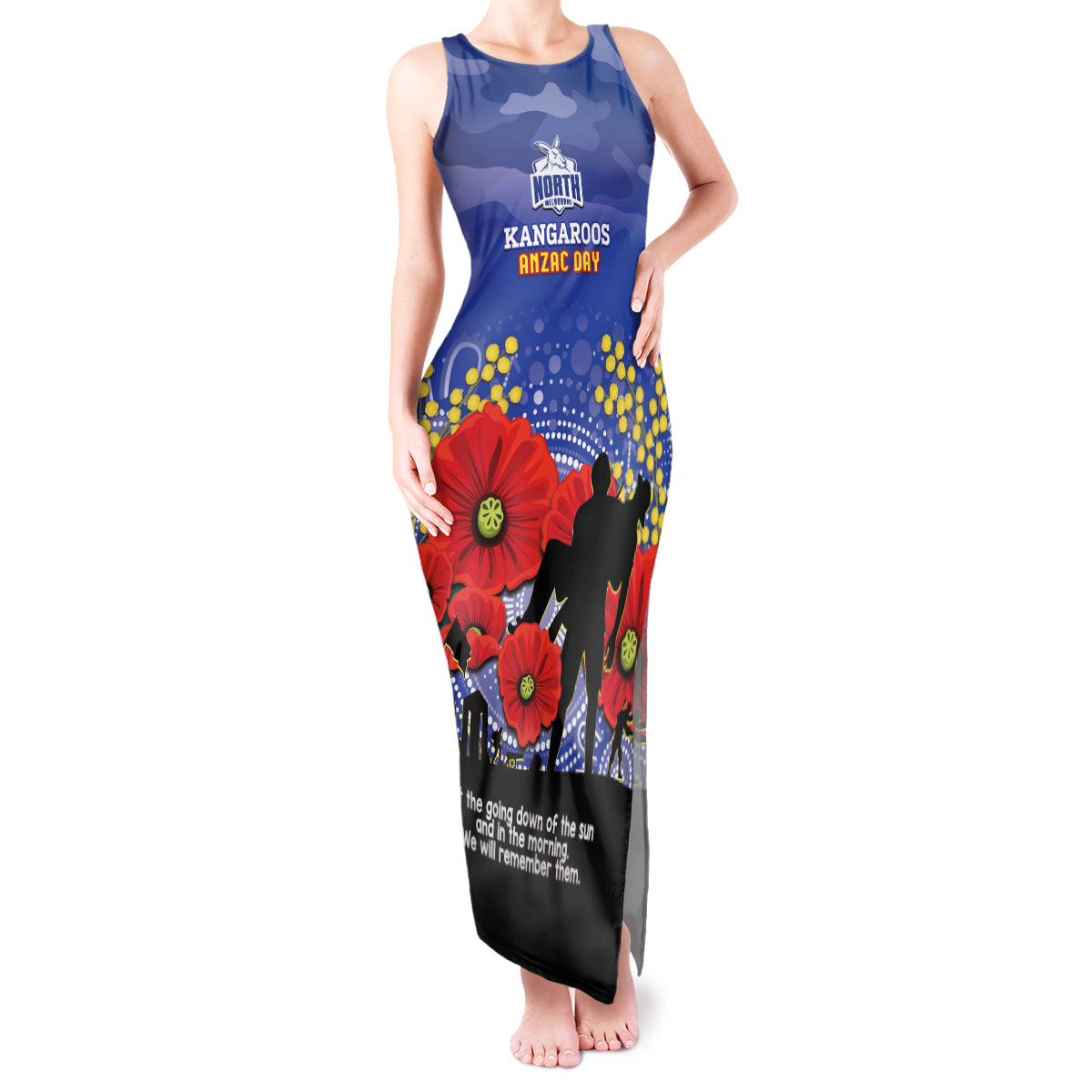 Custom Kangaroos Football ANZAC Tank Maxi Dress Gallipoli Camouflage With Poppies