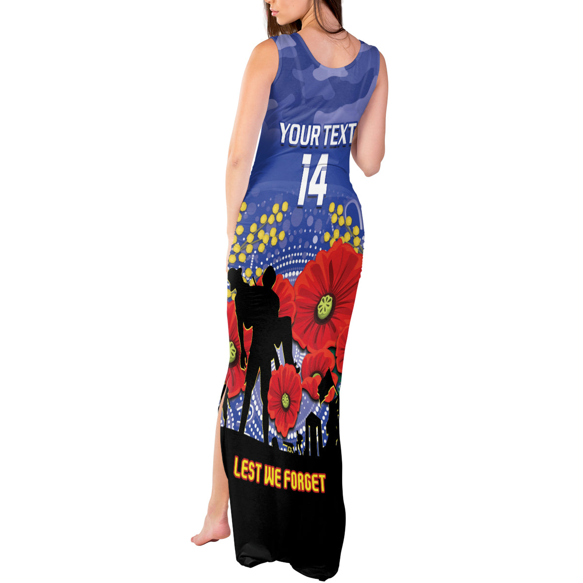 Custom Kangaroos Football ANZAC Tank Maxi Dress Gallipoli Camouflage With Poppies