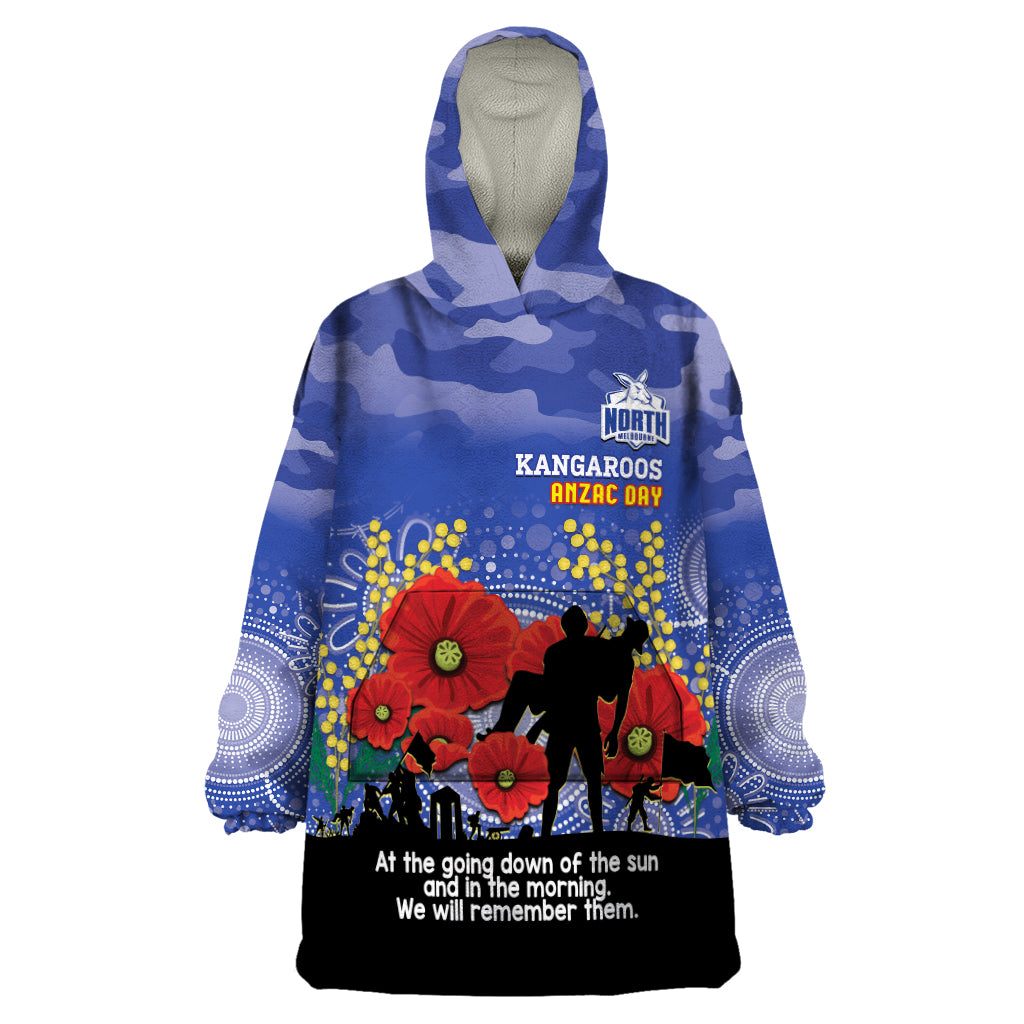 Custom Kangaroos Football ANZAC Wearable Blanket Hoodie Gallipoli Camouflage With Poppies