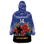 Custom Kangaroos Football ANZAC Wearable Blanket Hoodie Gallipoli Camouflage With Poppies