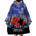 Custom Kangaroos Football ANZAC Wearable Blanket Hoodie Gallipoli Camouflage With Poppies