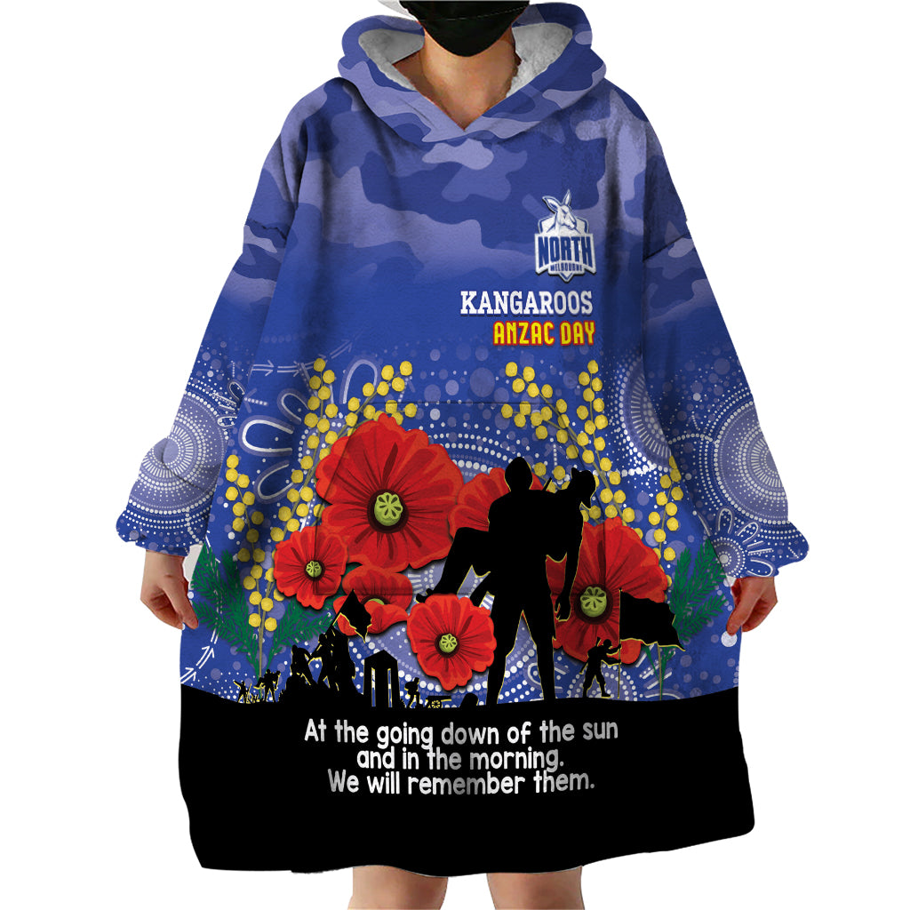 Custom Kangaroos Football ANZAC Wearable Blanket Hoodie Gallipoli Camouflage With Poppies