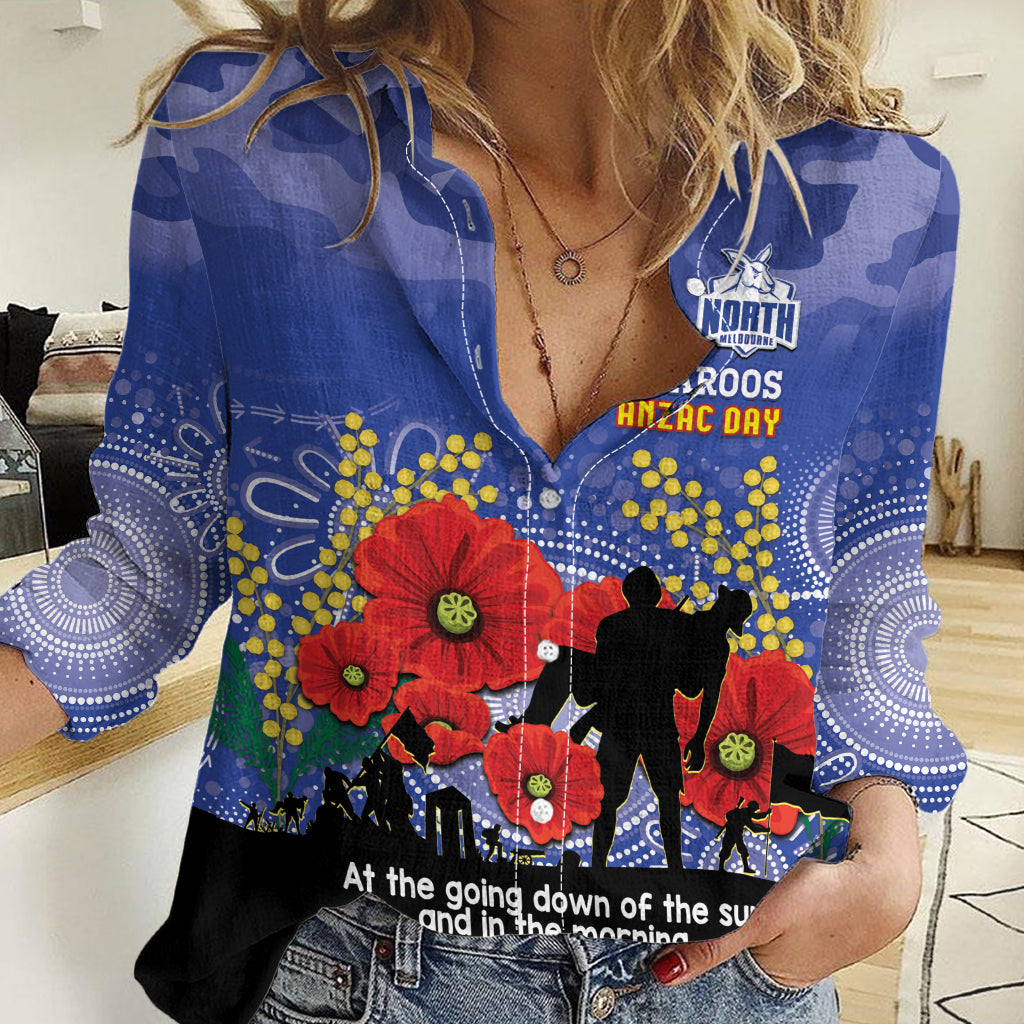 Custom Kangaroos Football ANZAC Women Casual Shirt Gallipoli Camouflage With Poppies