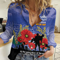 Custom Kangaroos Football ANZAC Women Casual Shirt Gallipoli Camouflage With Poppies