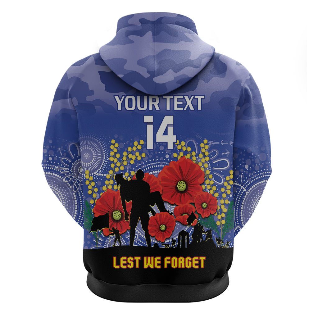 Custom Kangaroos Football ANZAC Zip Hoodie Gallipoli Camouflage With Poppies