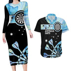 Personalised Australia Darts Opal Vibes Couples Matching Long Sleeve Bodycon Dress and Hawaiian Shirt