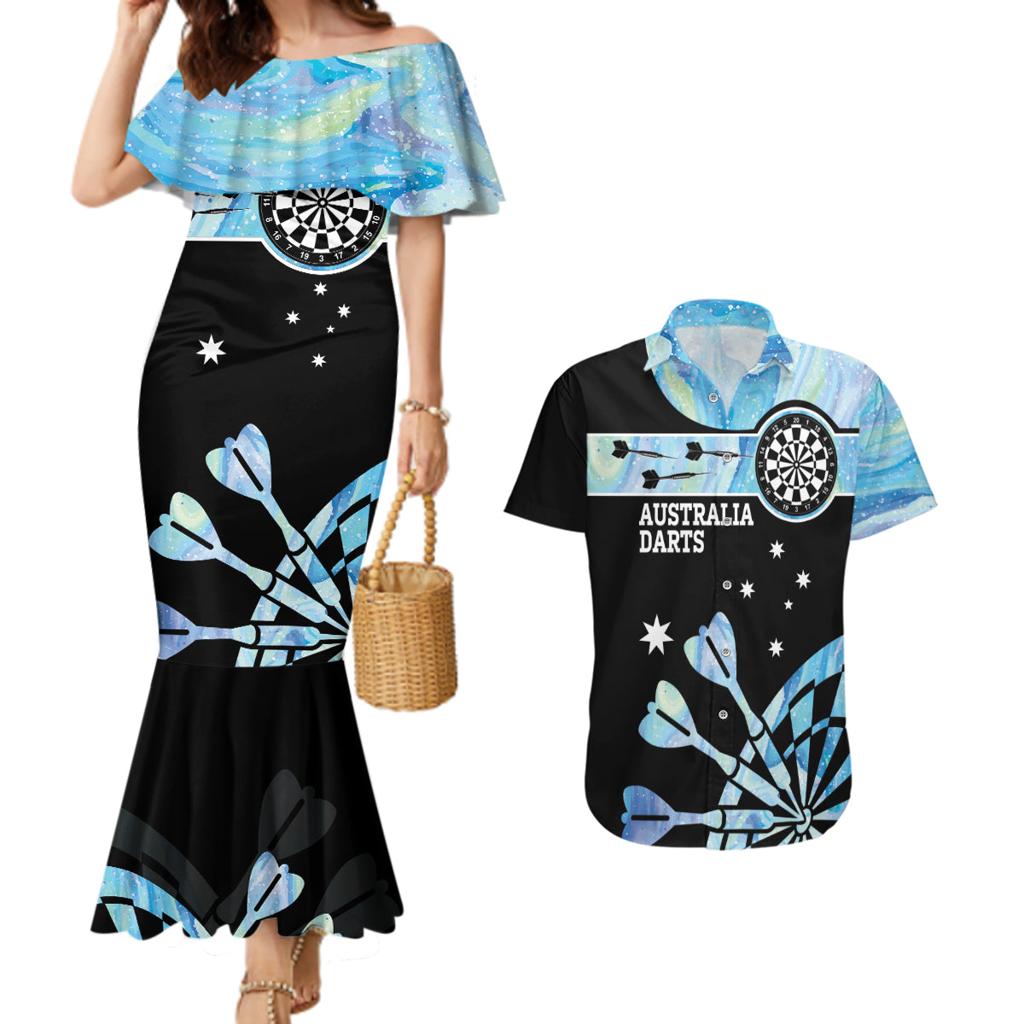 Personalised Australia Darts Opal Vibes Couples Matching Mermaid Dress and Hawaiian Shirt