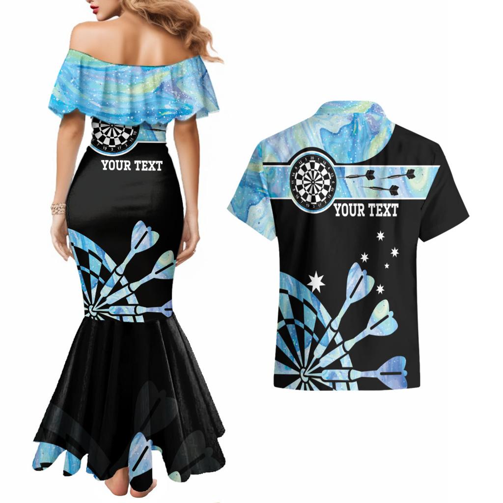 Personalised Australia Darts Opal Vibes Couples Matching Mermaid Dress and Hawaiian Shirt