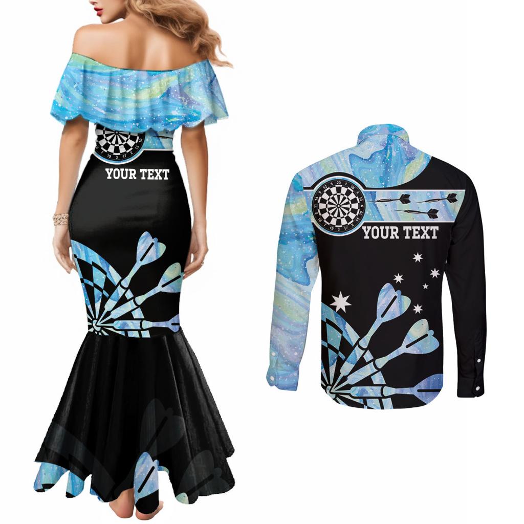 Personalised Australia Darts Opal Vibes Couples Matching Mermaid Dress and Long Sleeve Button Shirt