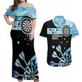 Personalised Australia Darts Opal Vibes Couples Matching Off Shoulder Maxi Dress and Hawaiian Shirt