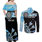Personalised Australia Darts Opal Vibes Couples Matching Off Shoulder Maxi Dress and Long Sleeve Button Shirt