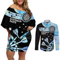 Personalised Australia Darts Opal Vibes Couples Matching Off Shoulder Short Dress and Long Sleeve Button Shirt