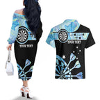 Personalised Australia Darts Opal Vibes Couples Matching Off The Shoulder Long Sleeve Dress and Hawaiian Shirt