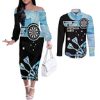 Personalised Australia Darts Opal Vibes Couples Matching Off The Shoulder Long Sleeve Dress and Long Sleeve Button Shirt