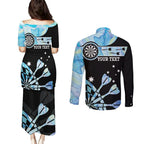 Personalised Australia Darts Opal Vibes Couples Matching Puletasi and Long Sleeve Button Shirt