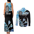 Personalised Australia Darts Opal Vibes Couples Matching Tank Maxi Dress and Long Sleeve Button Shirt