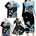 Personalised Australia Darts Opal Vibes Family Matching Long Sleeve Bodycon Dress and Hawaiian Shirt