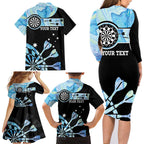 Personalised Australia Darts Opal Vibes Family Matching Long Sleeve Bodycon Dress and Hawaiian Shirt
