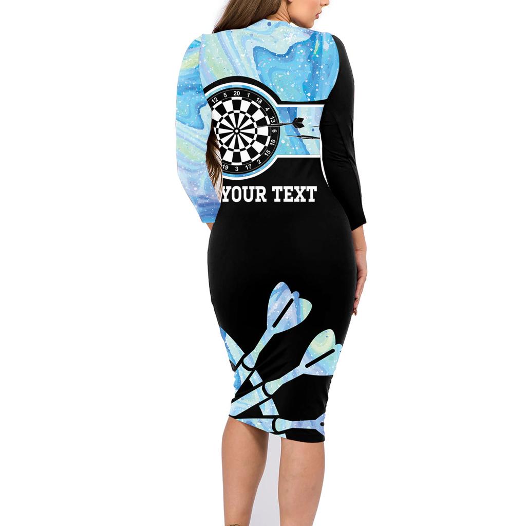 Personalised Australia Darts Opal Vibes Family Matching Long Sleeve Bodycon Dress and Hawaiian Shirt