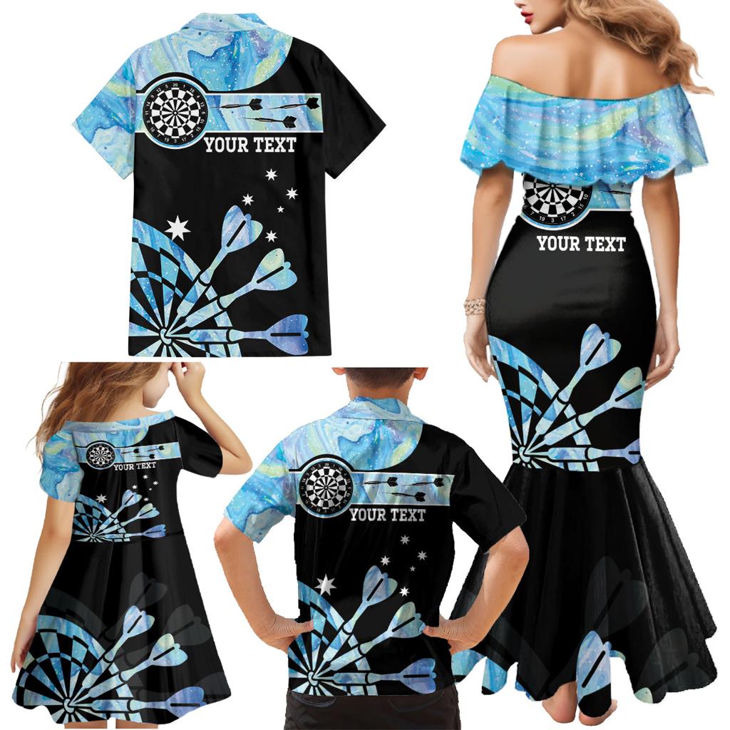 Personalised Australia Darts Opal Vibes Family Matching Mermaid Dress and Hawaiian Shirt