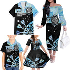 Personalised Australia Darts Opal Vibes Family Matching Off Shoulder Long Sleeve Dress and Hawaiian Shirt