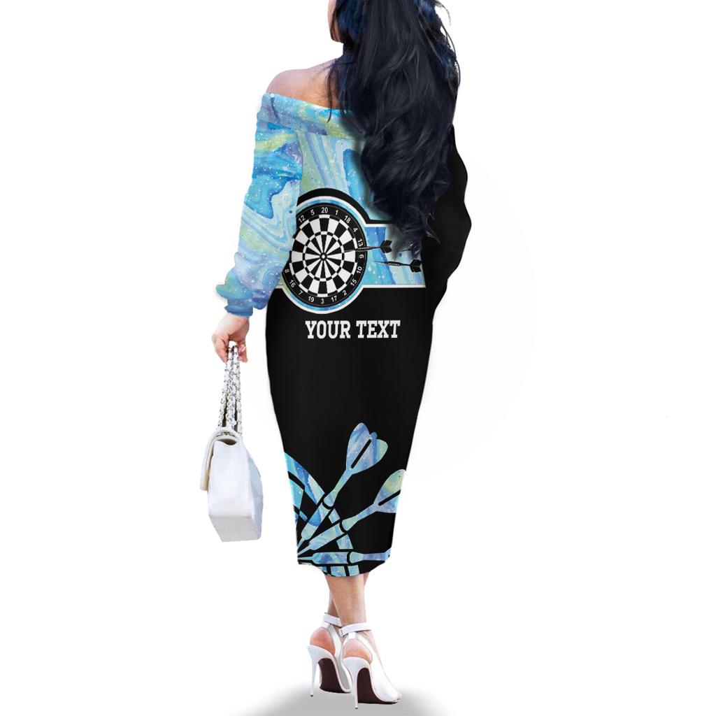 Personalised Australia Darts Opal Vibes Family Matching Off Shoulder Long Sleeve Dress and Hawaiian Shirt