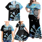 Personalised Australia Darts Opal Vibes Family Matching Off Shoulder Maxi Dress and Hawaiian Shirt