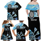 Personalised Australia Darts Opal Vibes Family Matching Off Shoulder Maxi Dress and Hawaiian Shirt