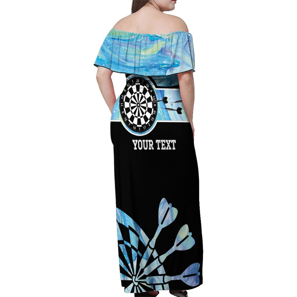 Personalised Australia Darts Opal Vibes Family Matching Off Shoulder Maxi Dress and Hawaiian Shirt