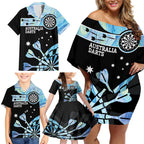 Personalised Australia Darts Opal Vibes Family Matching Off Shoulder Short Dress and Hawaiian Shirt
