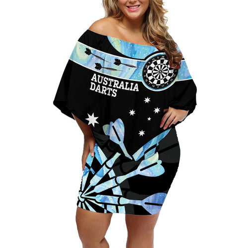 Personalised Australia Darts Opal Vibes Family Matching Off Shoulder Short Dress and Hawaiian Shirt