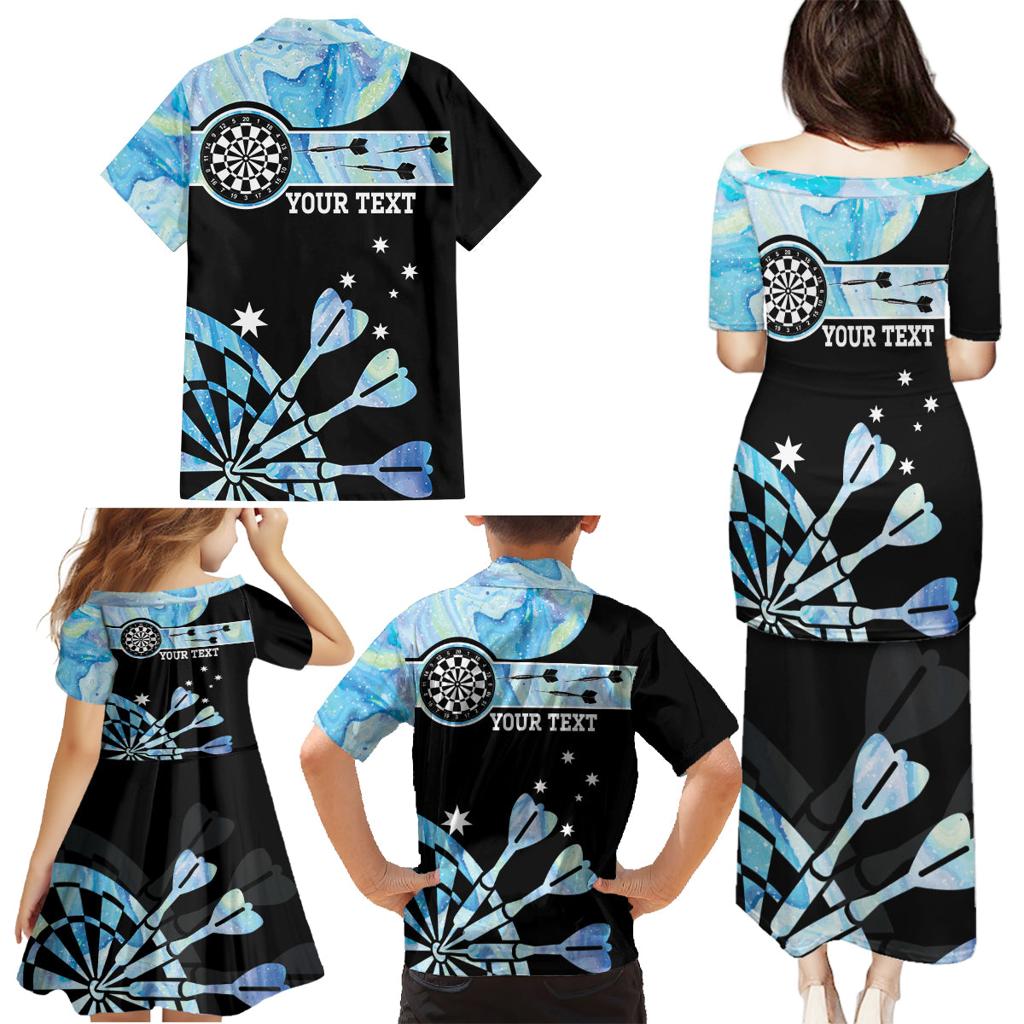 Personalised Australia Darts Opal Vibes Family Matching Puletasi and Hawaiian Shirt