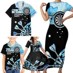 Personalised Australia Darts Opal Vibes Family Matching Short Sleeve Bodycon Dress and Hawaiian Shirt