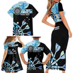 Personalised Australia Darts Opal Vibes Family Matching Short Sleeve Bodycon Dress and Hawaiian Shirt