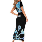 Personalised Australia Darts Opal Vibes Family Matching Short Sleeve Bodycon Dress and Hawaiian Shirt