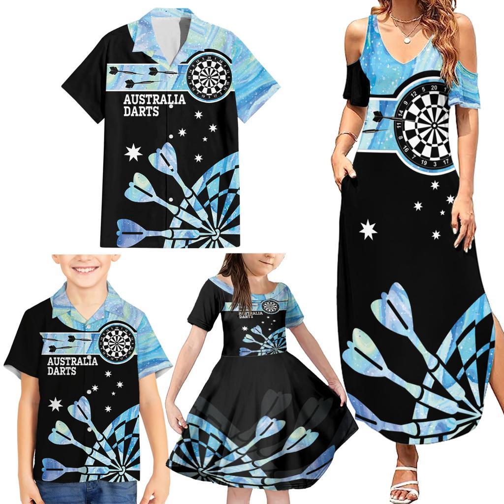 Personalised Australia Darts Opal Vibes Family Matching Summer Maxi Dress and Hawaiian Shirt