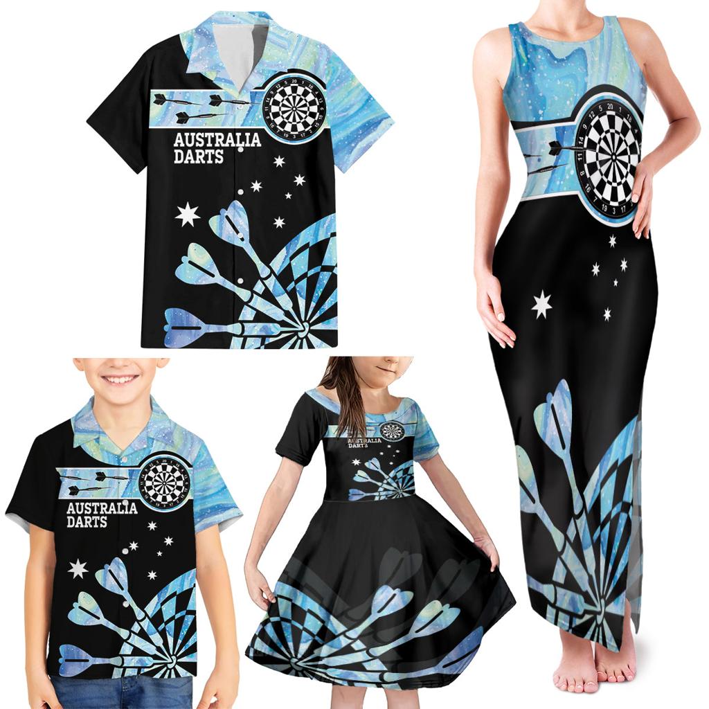 Personalised Australia Darts Opal Vibes Family Matching Tank Maxi Dress and Hawaiian Shirt