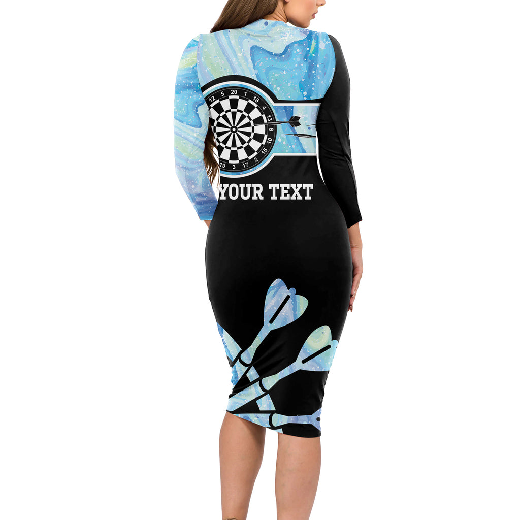 Personalised Australia Darts Opal Vibes Long Sleeve Bodycon Dress