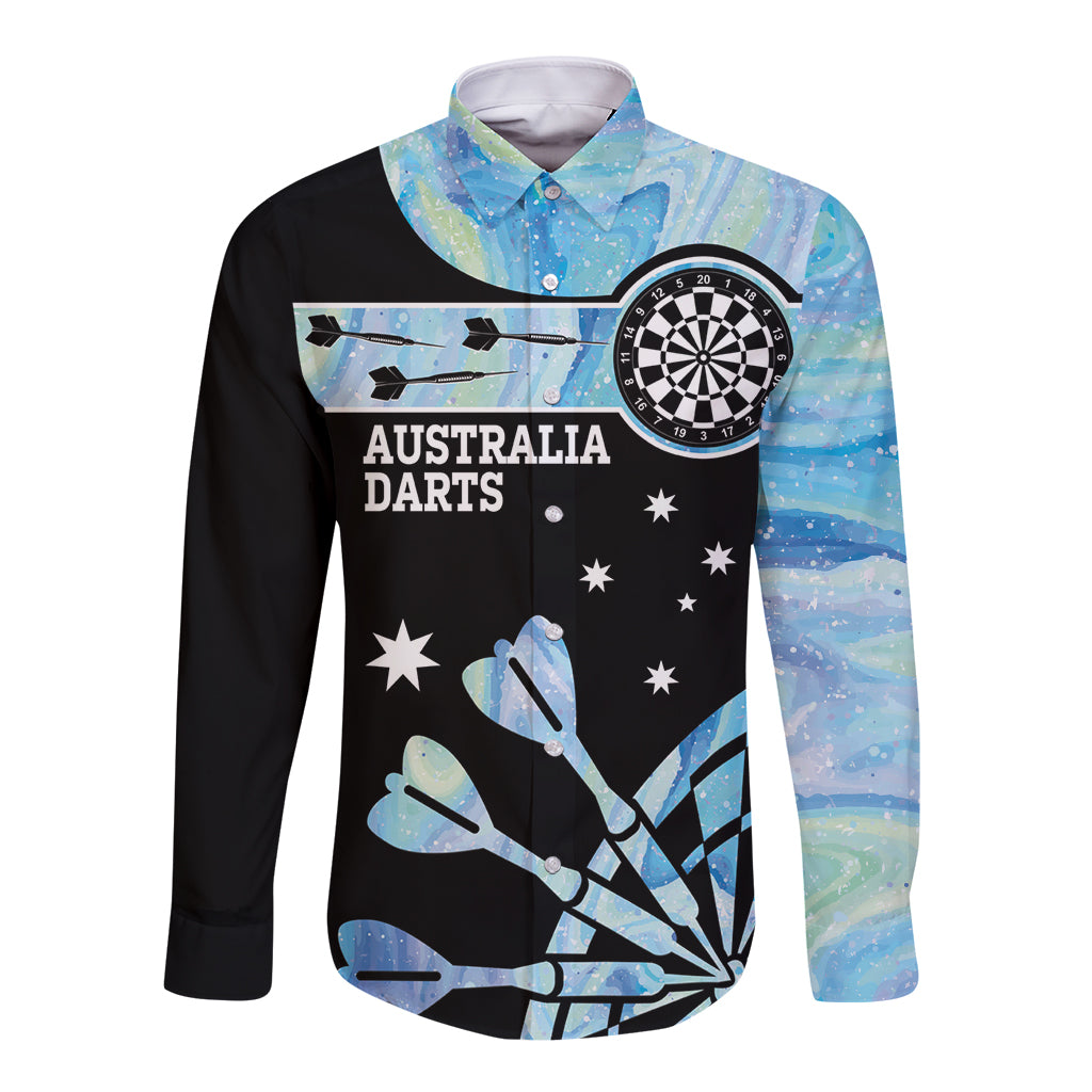 Personalised Australia Darts Opal Vibes Long Sleeve Button Shirt