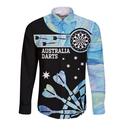Personalised Australia Darts Opal Vibes Long Sleeve Button Shirt