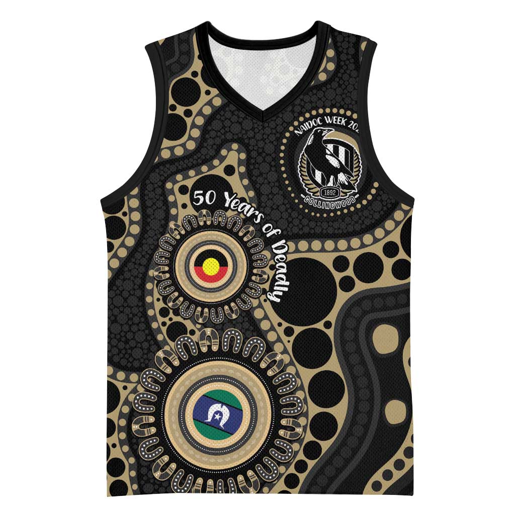 Collingwood NAIDOC Week 2026 Personalised Basketball Jersey 50 Years of Deadly Aboriginal Art