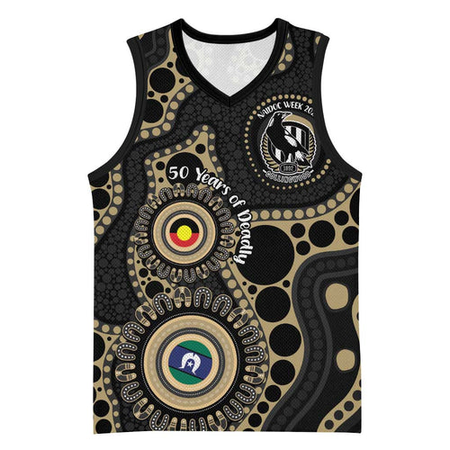 Collingwood NAIDOC Week 2026 Personalised Basketball Jersey 50 Years of Deadly Aboriginal Art