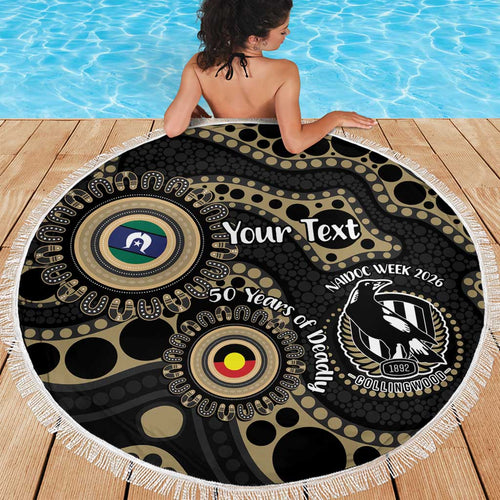 Collingwood NAIDOC Week 2026 Personalised Beach Blanket 50 Years of Deadly Aboriginal Art