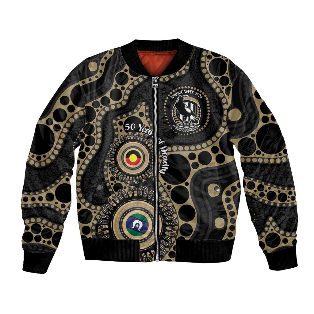 Collingwood NAIDOC Week 2026 Personalised Bomber Jacket 50 Years of Deadly Aboriginal Art