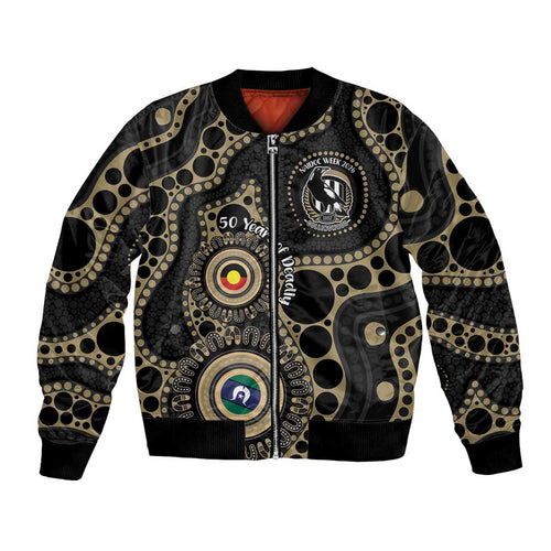 Collingwood NAIDOC Week 2026 Personalised Bomber Jacket 50 Years of Deadly Aboriginal Art