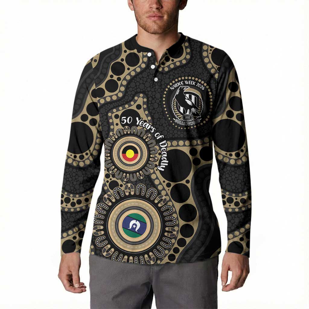 Collingwood NAIDOC Week 2026 Personalised Button Sweatshirt 50 Years of Deadly Aboriginal Art