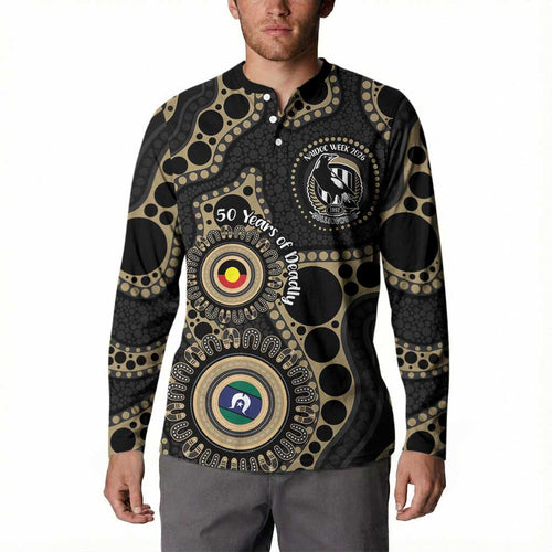 Collingwood NAIDOC Week 2026 Personalised Button Sweatshirt 50 Years of Deadly Aboriginal Art