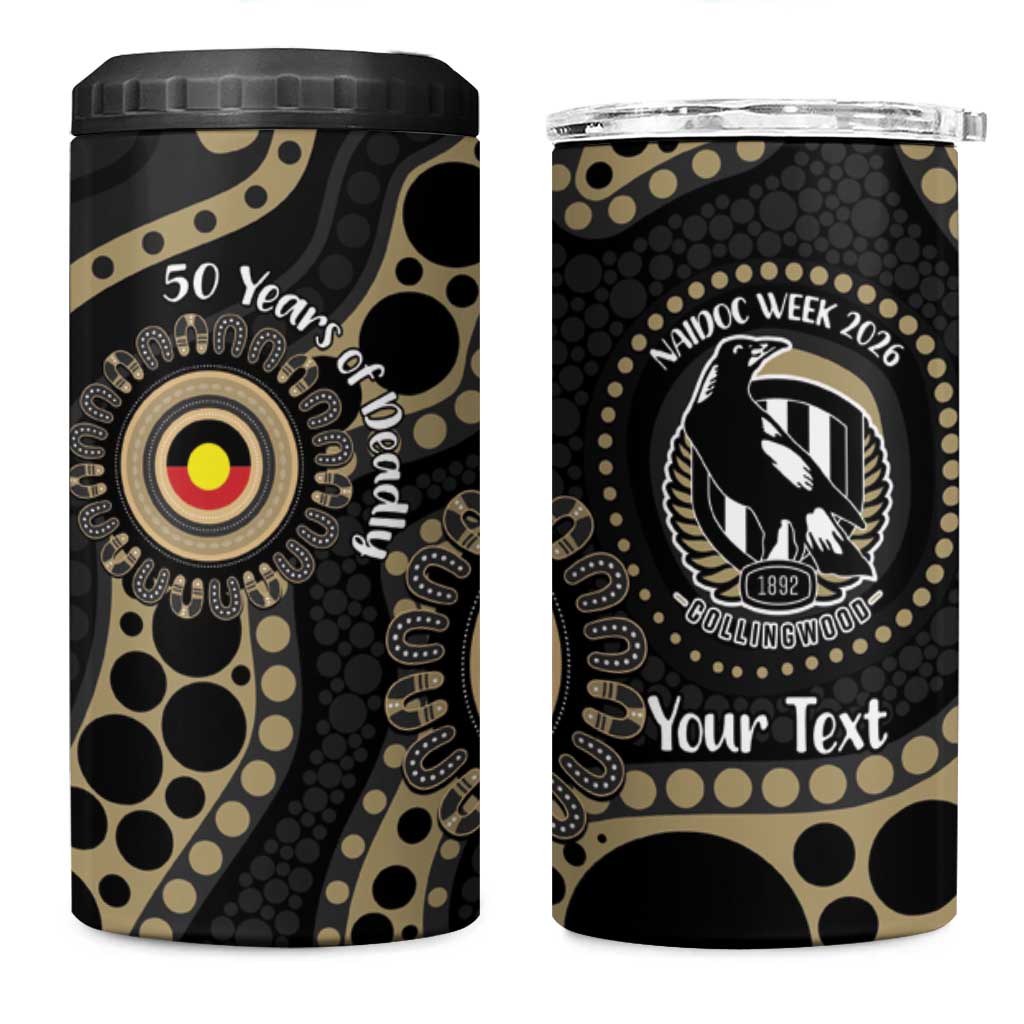 Collingwood NAIDOC Week 2026 Personalised 4 in 1 Can Cooler Tumbler 50 Years of Deadly Aboriginal Art