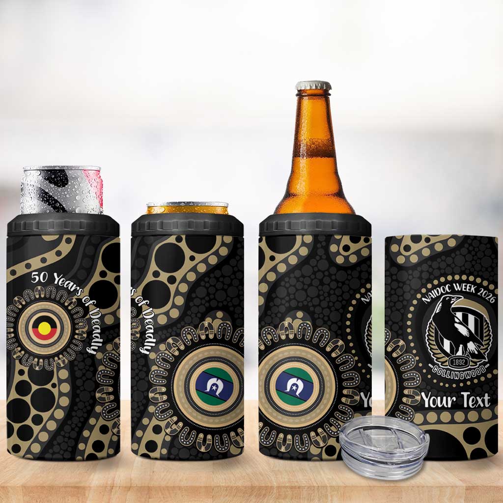 Collingwood NAIDOC Week 2026 Personalised 4 in 1 Can Cooler Tumbler 50 Years of Deadly Aboriginal Art